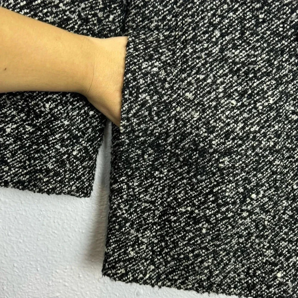 Calvin Klein Wool Blend Pea Coat Jacket Small White Black Doble Breasted Tweed - Picture 4 of 10